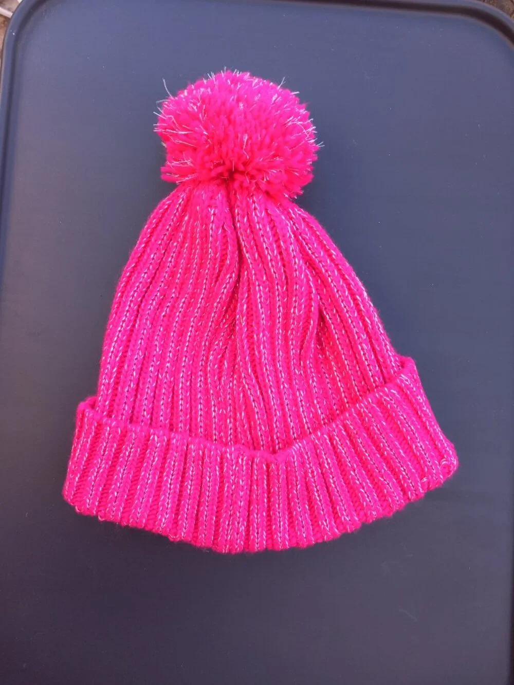 Pink Sparkly Winter Beanie Hat